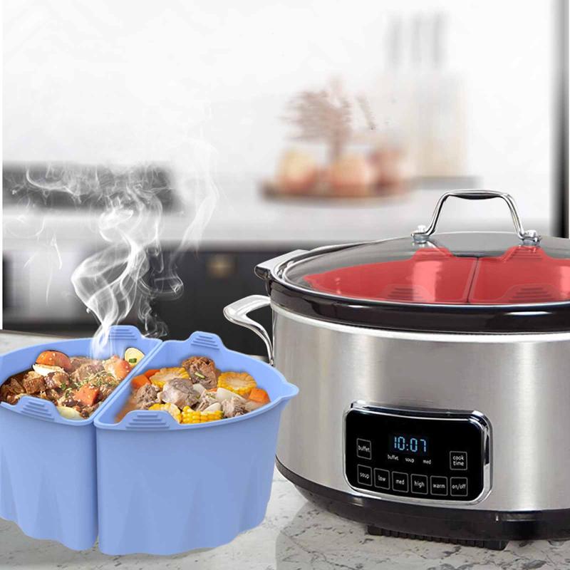 2pcs Slow Cooker Dividers Reusable Silicone Liners Kitchen Gadgets