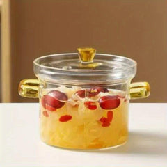 Glass Mini Saucepan With Cover Microwave Safe Cooking Pot