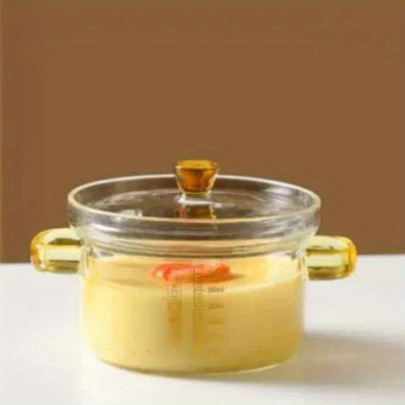 Glass Mini Saucepan With Cover Microwave Safe Cooking Pot
