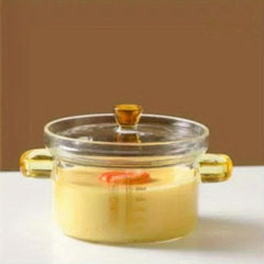Glass Mini Saucepan With Cover Microwave Safe Cooking Pot