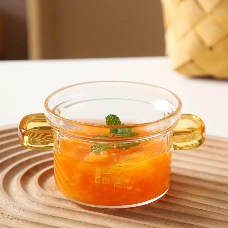 Glass Mini Saucepan With Cover Microwave Safe Cooking Pot