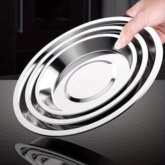 10 Pcs Stainless Steel Round Plates Dinner Plate Camping Dishes
