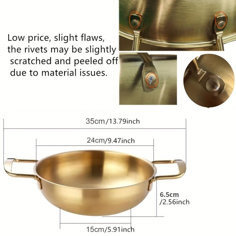Stainless Steel Seafood Pot for Troops and Instant Noodle, Golden Hot Pot
