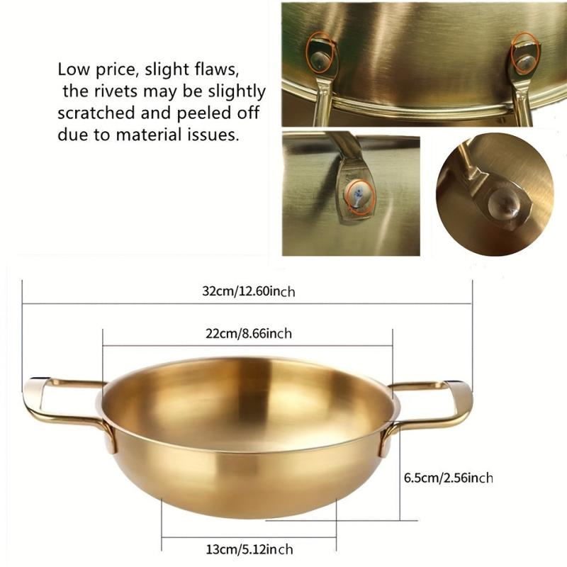 Stainless Steel Seafood Pot for Troops and Instant Noodle, Golden Hot Pot