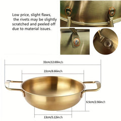 Stainless Steel Seafood Pot for Troops and Instant Noodle, Golden Hot Pot