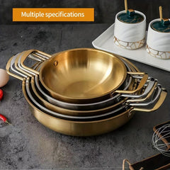 Stainless Steel Seafood Pot for Troops and Instant Noodle, Golden Hot Pot