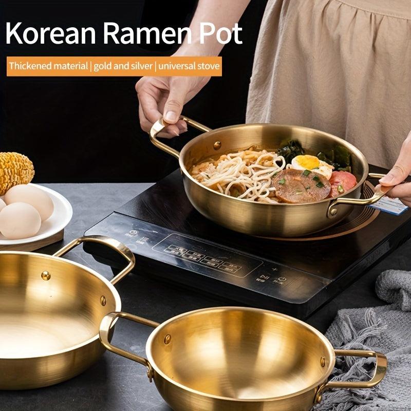 Stainless Steel Seafood Pot for Troops and Instant Noodle, Golden Hot Pot