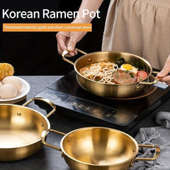 Stainless Steel Seafood Pot for Troops and Instant Noodle, Golden Hot Pot