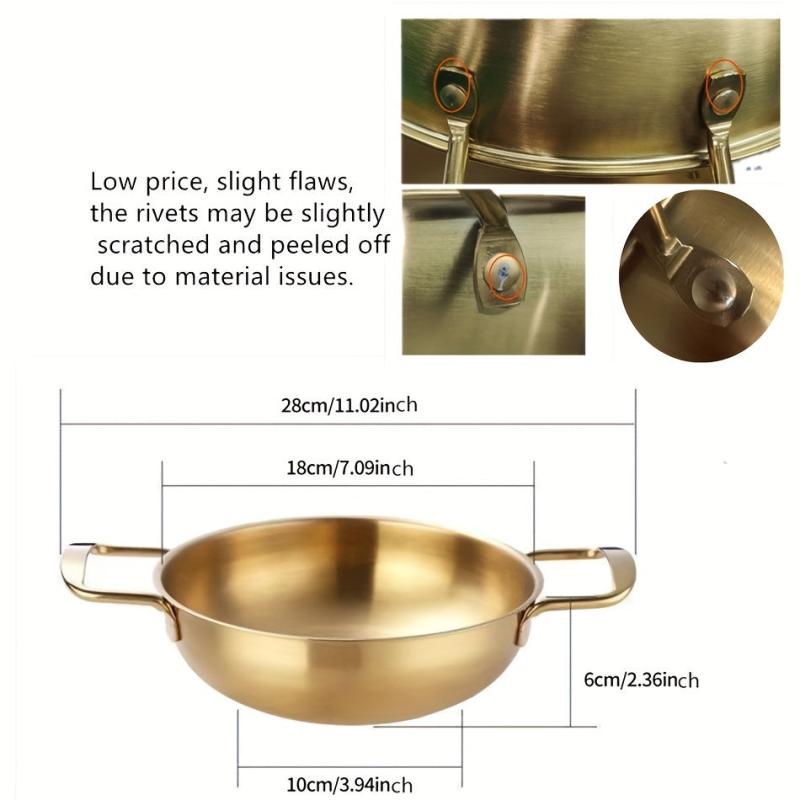 Stainless Steel Seafood Pot for Troops and Instant Noodle, Golden Hot Pot