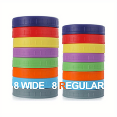 16pcs Colorful Plastic Mason Jar Lids Wide & Regular Mouth