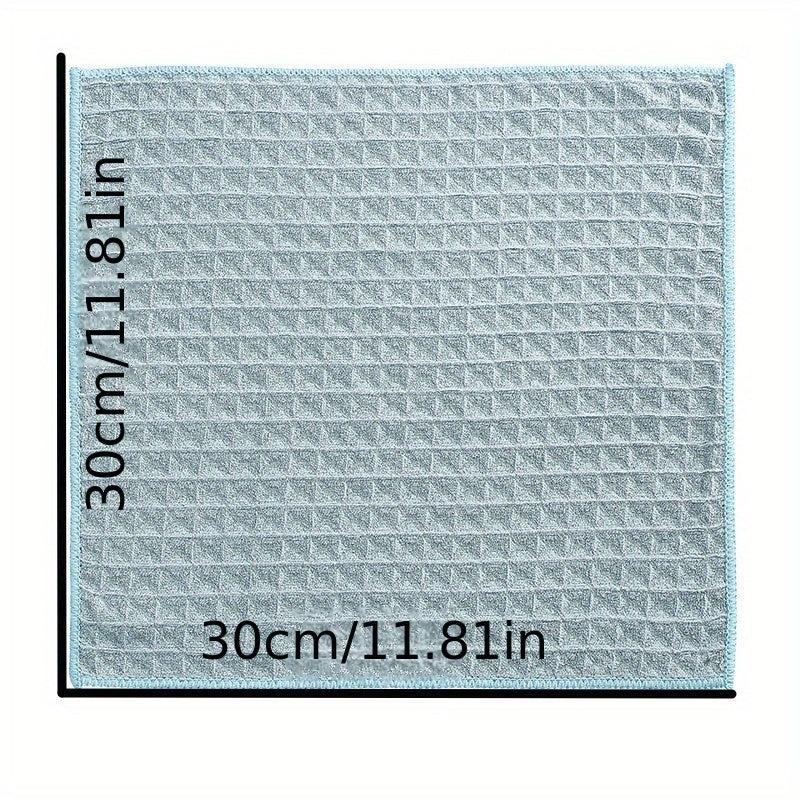 4pcs Waffle Square Plaid Dish Cloths - Soft & Quick Dry Kitchen Cleaning Rags