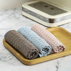 4pcs Waffle Square Plaid Dish Cloths - Soft & Quick Dry Kitchen Cleaning Rags