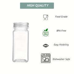 12pcs 4oz Glass Spice Jars with Labels Shaker Lids Airtight Metal Caps