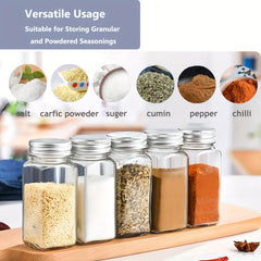 12pcs 4oz Glass Spice Jars with Labels Shaker Lids Airtight Metal Caps