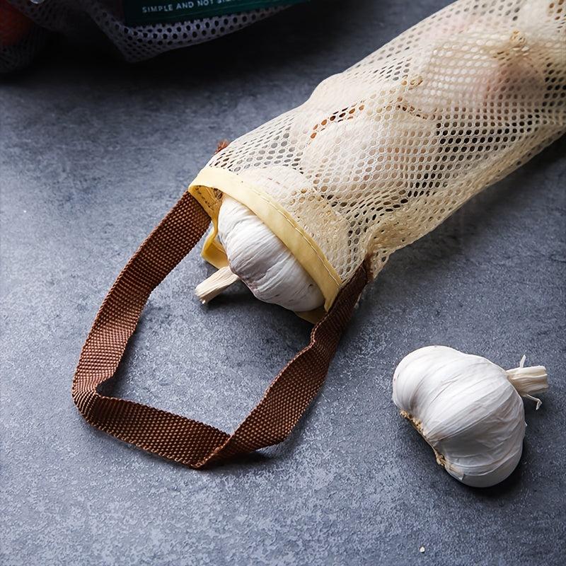Hangable Fruit/Vegetable Storage Mesh Bag, Breathable Garlic/Onion Hanging Bag