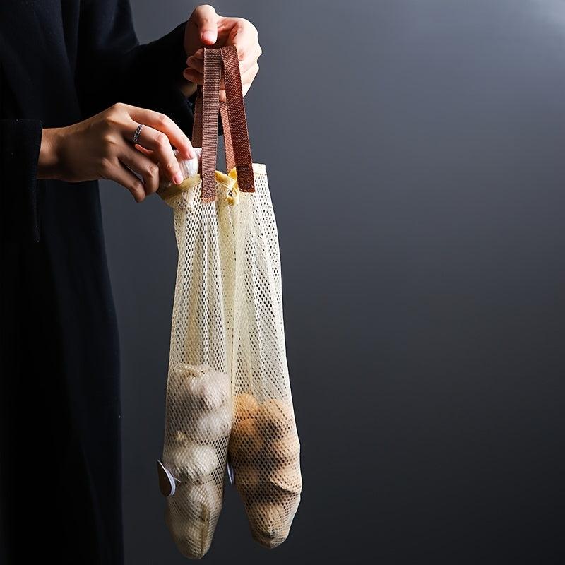 Hangable Fruit/Vegetable Storage Mesh Bag, Breathable Garlic/Onion Hanging Bag
