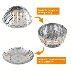 Stainless Steel Veggie Steamer Basket For Cooking Folding Expandable Steamers