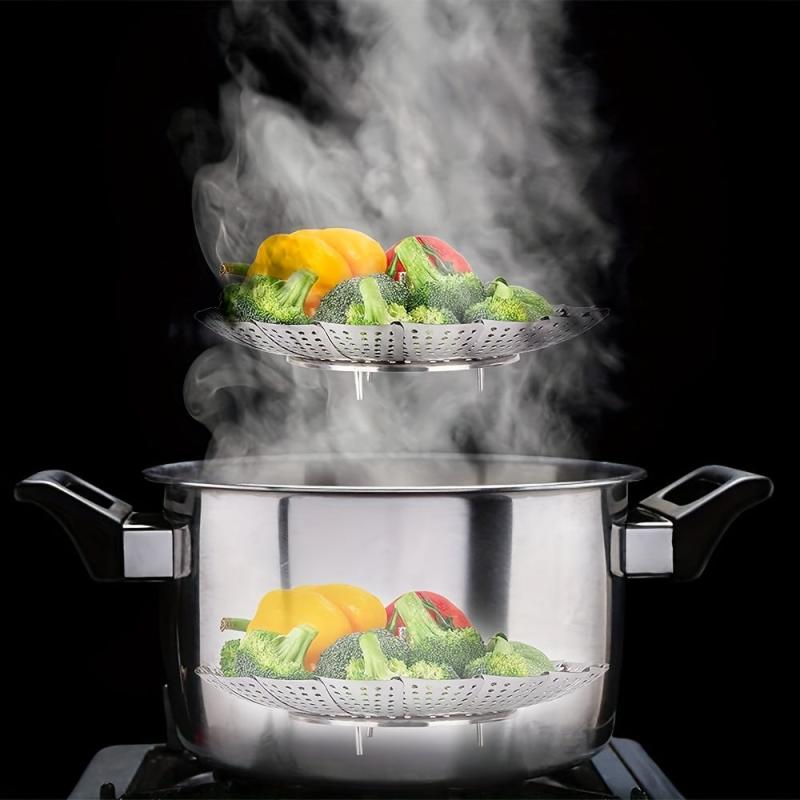 Stainless Steel Veggie Steamer Basket For Cooking Folding Expandable Steamers