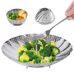 Stainless Steel Veggie Steamer Basket For Cooking Folding Expandable Steamers