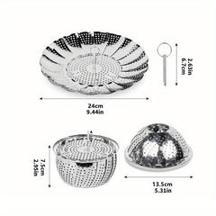 Stainless Steel Veggie Steamer Basket For Cooking Folding Expandable Steamers