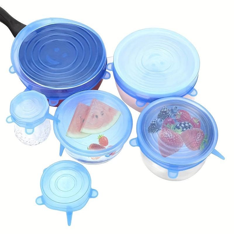 6pcs Silicone Stretch Lids Reusable Food Cover for Fruit and Vegetables