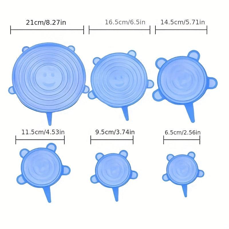 6pcs Silicone Stretch Lids Reusable Food Cover for Fruit and Vegetables