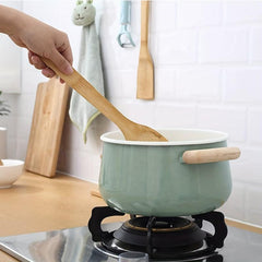 2pcs Bamboo 12 Inch Spatula Flat Handle Long Handle Spatula