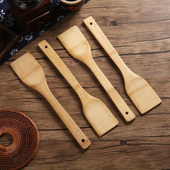 2pcs Bamboo 12 Inch Spatula Flat Handle Long Handle Spatula