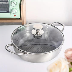 Non Stick Wok 30cm Stainless Steel Glass Lid Frying Pan
