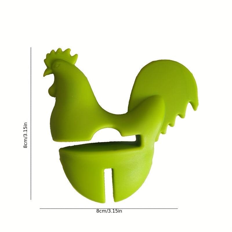 Silicone Pot Clip w/ Chicken & Rooster for Kitchen/Home Use