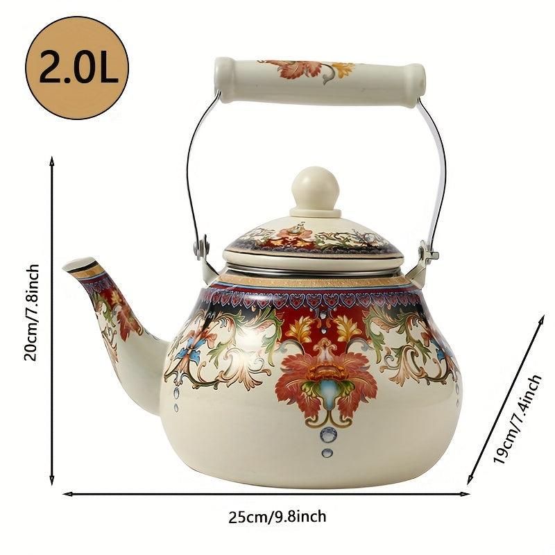 Ceramic Handle Pear Shaped Treasure Flower Water Pot