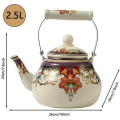 Ceramic Handle Pear Shaped Treasure Flower Water Pot