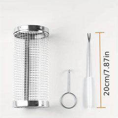 3PCS BBQ Grill Kit Round Barbecue Cage Outdoor Smoker Portable Net Roller