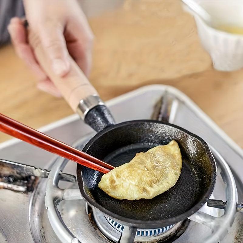 Mini Cast Iron Skillet Small Frying Pan With Wooden Handle