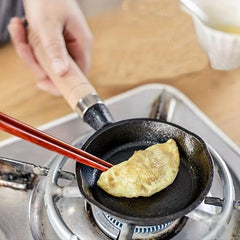 Mini Cast Iron Skillet Small Frying Pan With Wooden Handle