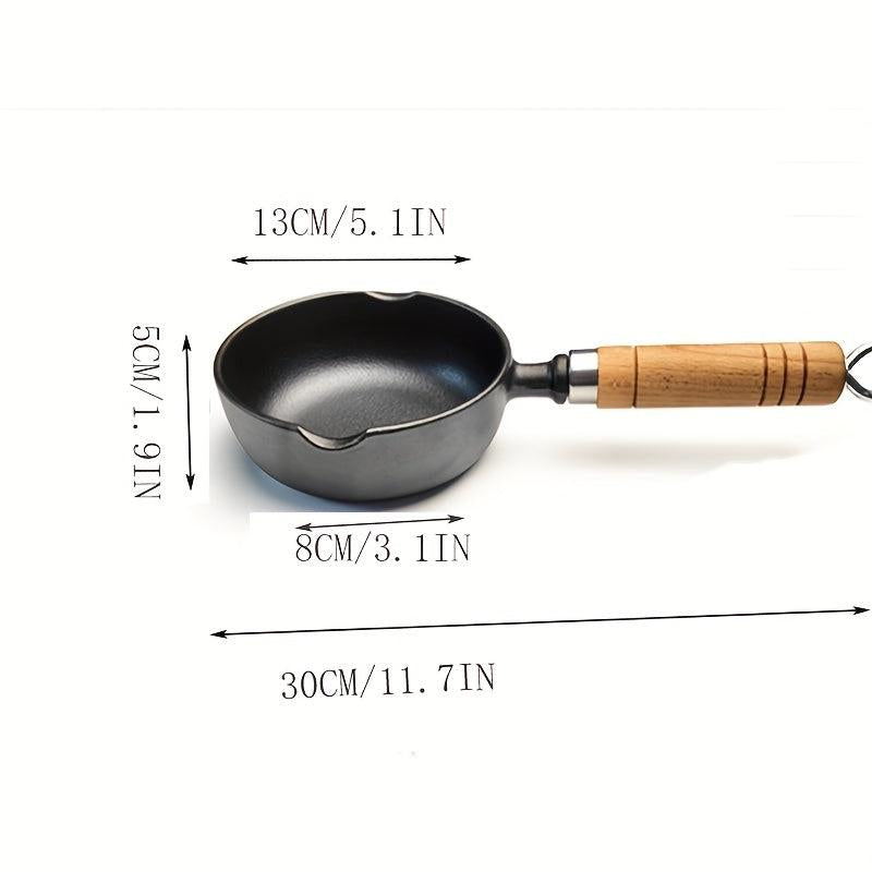Mini Cast Iron Skillet Small Frying Pan With Wooden Handle