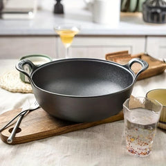 Traditional Chinese Wok With Wooden Lid Non Stick Cooking Pot Cast Iron Pan