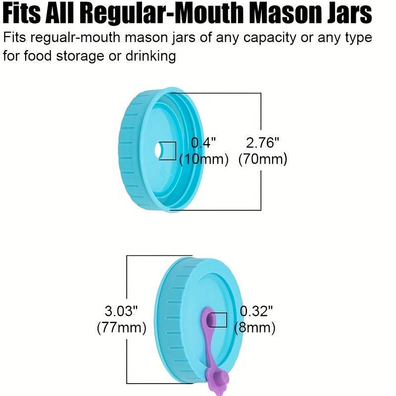 Colorful Mason Jar Lid with Straw Hold, Airtight Cover