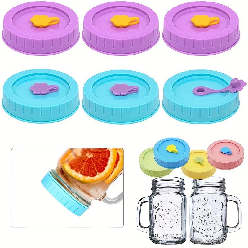 Colorful Mason Jar Lid with Straw Hold, Airtight Cover