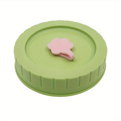 Colorful Mason Jar Lid with Straw Hold, Airtight Cover
