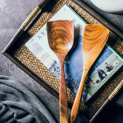 Set of 2 Wooden Cooking Spatula Omelette Steak Shovel
