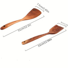 Set of 2 Wooden Cooking Spatula Omelette Steak Shovel