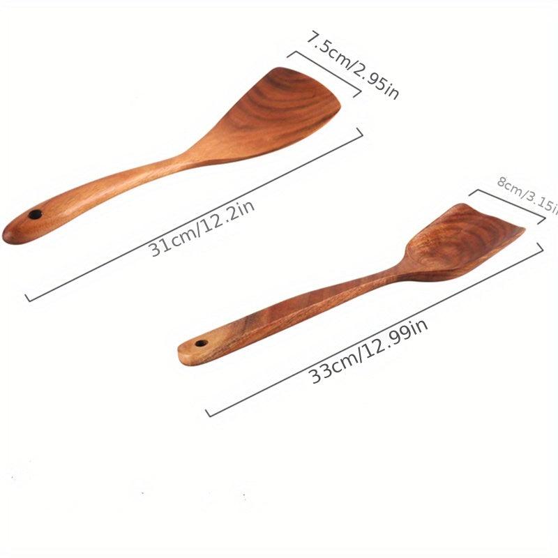 Set of 2 Wooden Cooking Spatula Omelette Steak Shovel