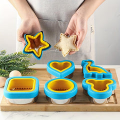 6pcs Sandwich Cutter & Sealer Set, Stainless Steel & Plastic Cookie Cutters