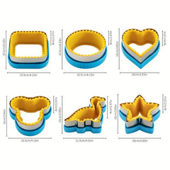 6pcs Sandwich Cutter & Sealer Set, Stainless Steel & Plastic Cookie Cutters