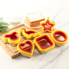 6pcs Sandwich Cutter & Sealer Set, Stainless Steel & Plastic Cookie Cutters
