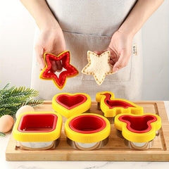 6pcs Sandwich Cutter & Sealer Set, Stainless Steel & Plastic Cookie Cutters