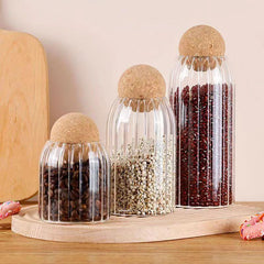 Glass Storage Containers With Airtight Seal Wood Cork Ball Lids