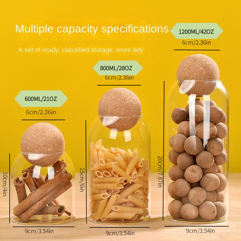 Glass Storage Containers With Airtight Seal Wood Cork Ball Lids
