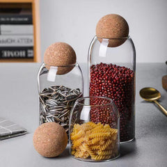 Glass Storage Containers With Airtight Seal Wood Cork Ball Lids